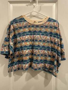 Billabong x The Salty Blonde Still Salty Geometric Aztec Print Boxy Crop Tee